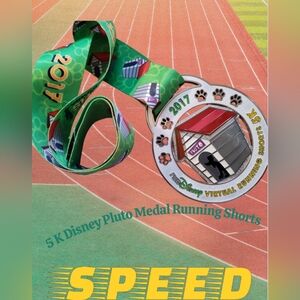 Disney Pluto  2017 Medal DDo House 5K Virtual Running Shorts Ribbon Paws Metal